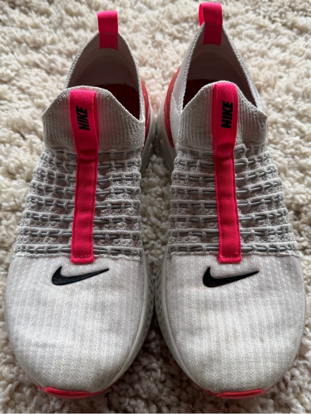 Nike Phantom Women’s Slip-On Athletic Shoes — White with Pink and Black Accents